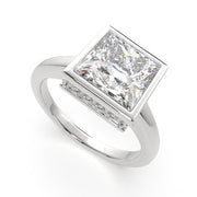 Xenia Princess Cut Halo Pave Solitaire Engagement Ring Setting - Nivetta